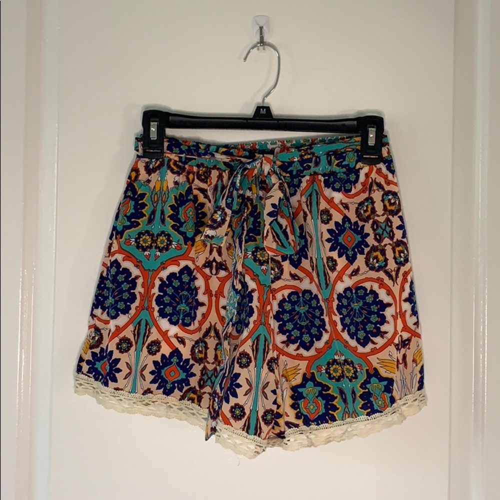 Abstract High Waisted Shorts